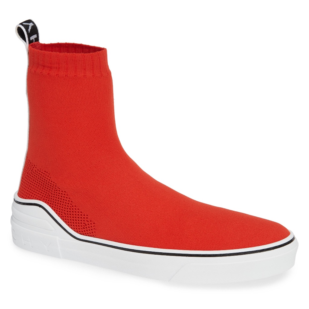 Givenchy Mens George V Sock Red White High Top Knit Trainer Sneaker 43.5 10.5